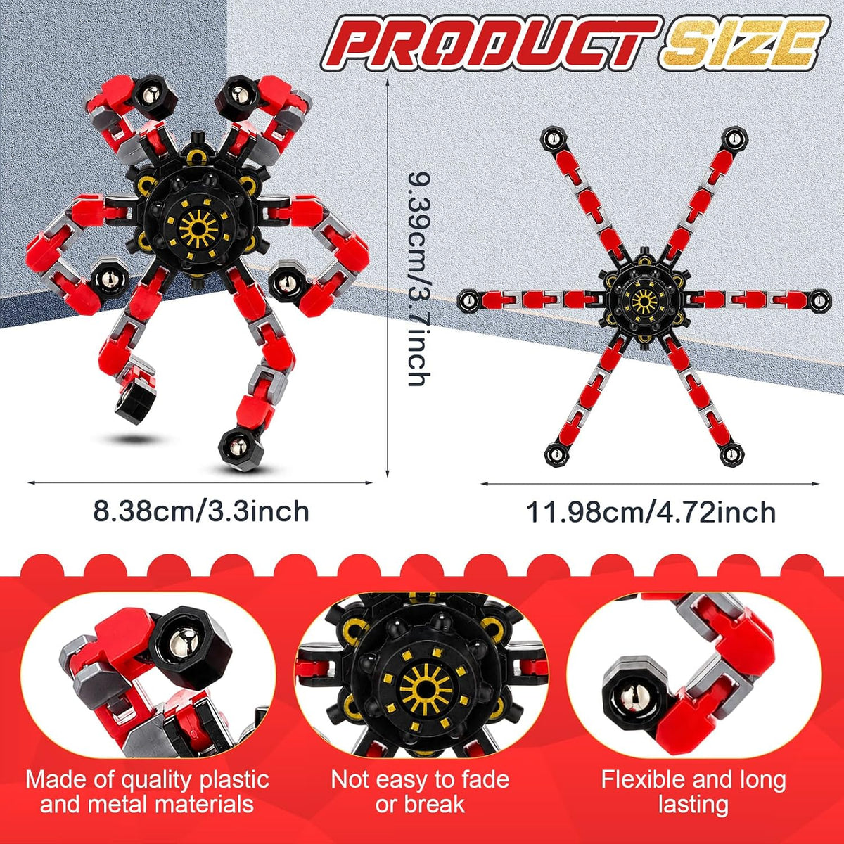 Jerify 40 pack transformable chain robot fidget spinner toys in five bright colors - view 15