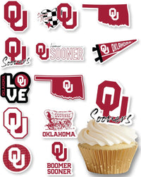 Ohio State Merch Cupcake Toppers & Decorations OSU Party Cake Decor - Oklahoma Sooners