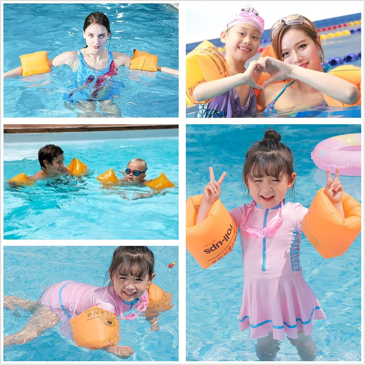 2-4 Pack Arm Floaties for Kids and Adults - Orange 2pcs - image 4
