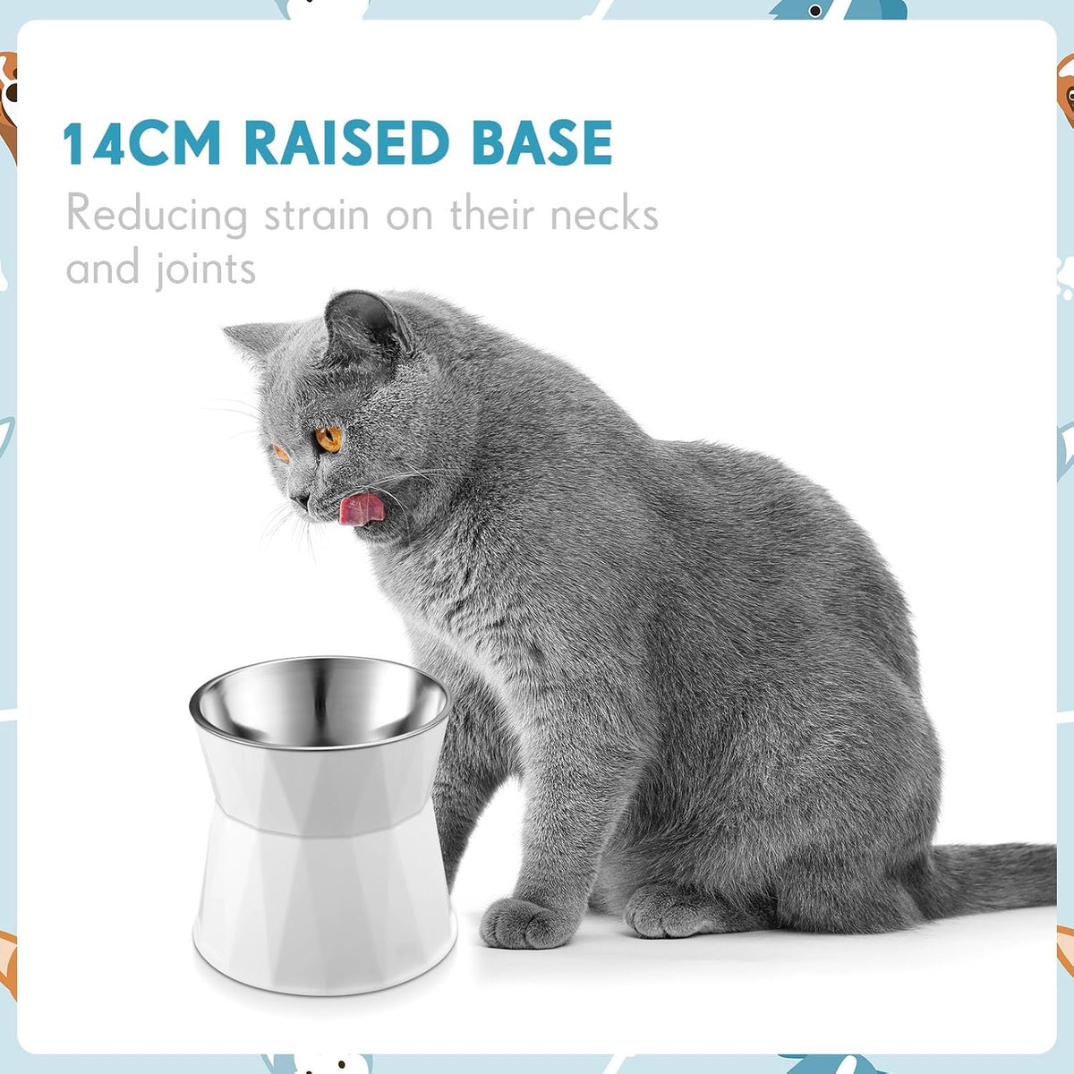 Lallisa 2 Pcs Elevated Cat Bowls, Adjustable Raised Feeder - white - image 3