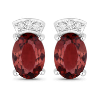 1.35 Carat Genuine Pink Tourmaline and White Diamond 14K White Gold Earrings