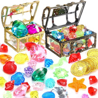 MARFOREVER 150 colorful acrylic pirate treasure gems with gunny bag