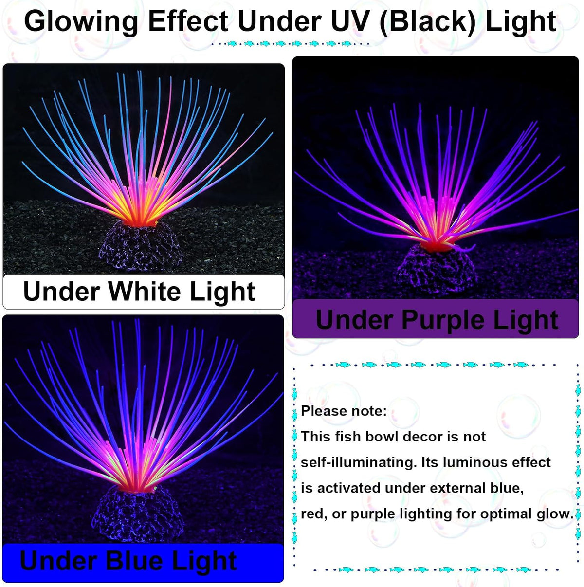 2pcs Silicone Glowing Effect Aquarium Fish Tank Decorations - Rainbow - image 4