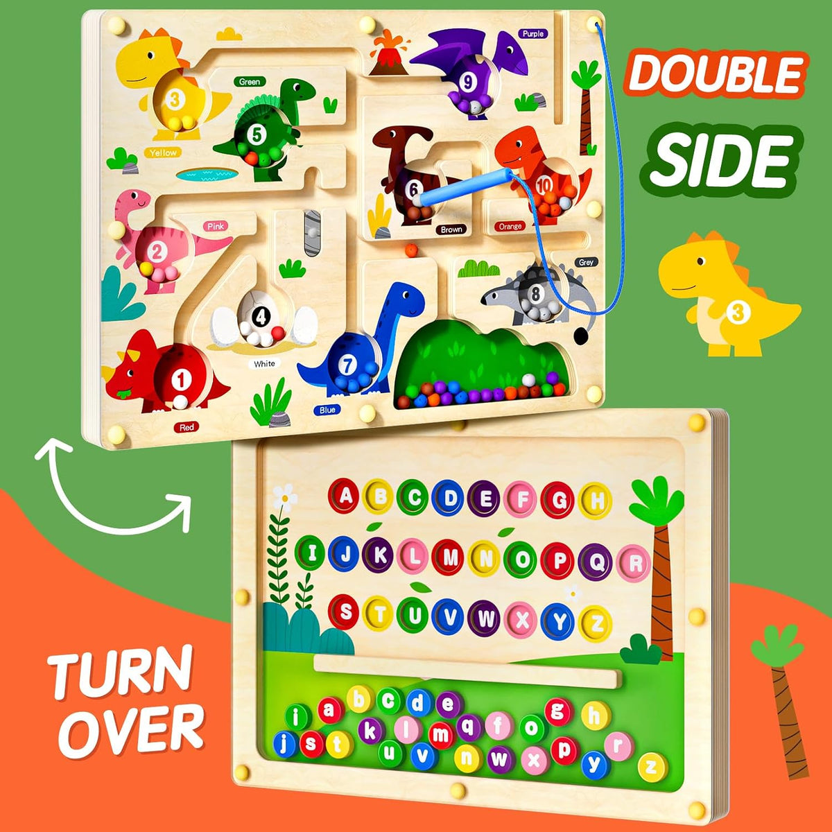 2 in 1 Magnetic Color and Number Maze Double-Sided ABC Alphabet - One Size / Multicolored - image 2