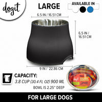 Dogit Elevated Dog Bowl for Large Dogs, White – Essentials for Dogs - Large / Black - image 4