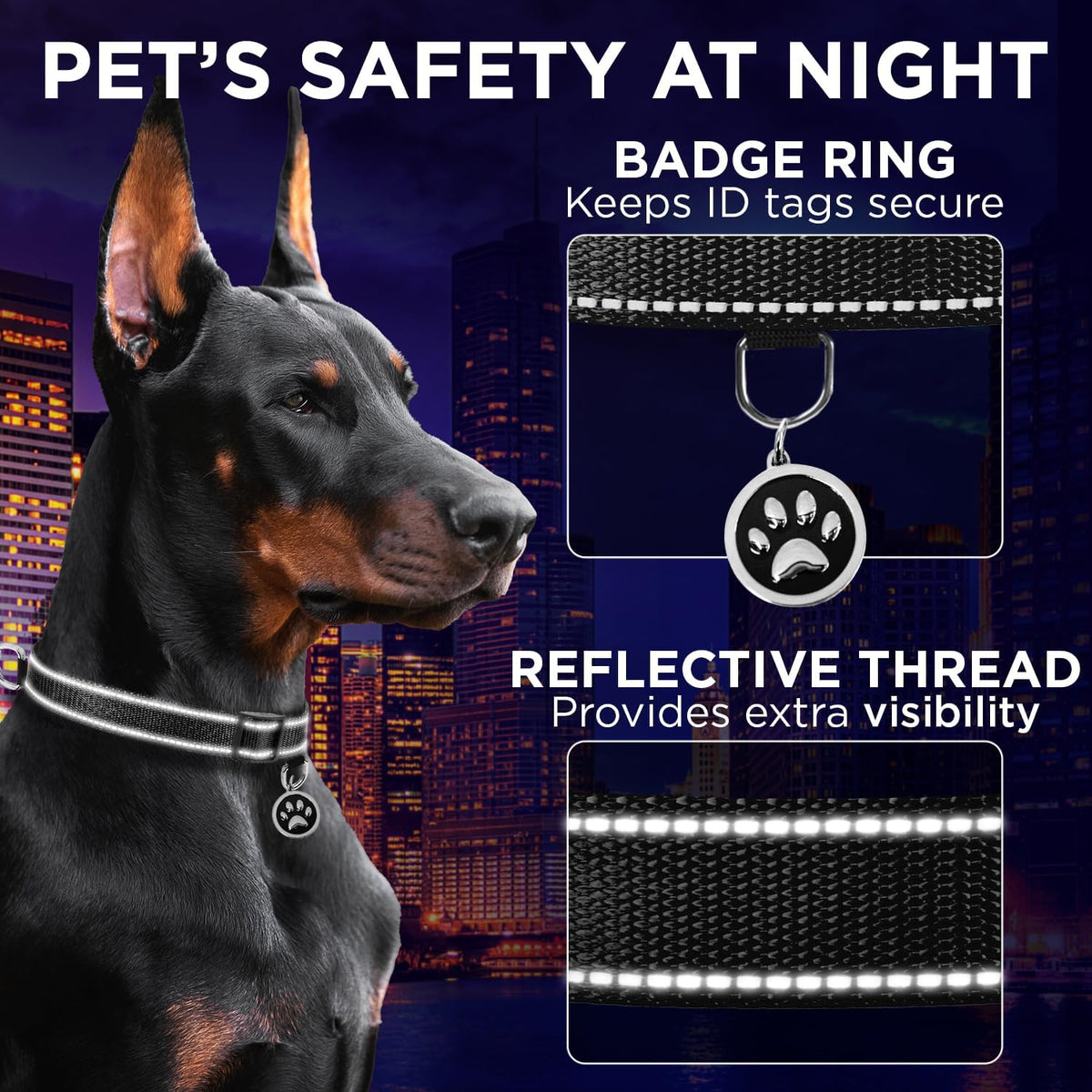 Reflective Neoprene Padded Dog Collar with Quick Release Buckle – Essentials for Dogs - Black / X-Large - image 4