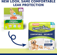 New! Hartz® Comfitables® Disposable Dog Diapers, Size XL 5 count, Comfortable & Secure Fit, Easy to Put On, Super Absorbent Male and Female Diaper