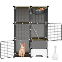 1Pc 3 Tier Cat Cage Indoor with Litter Box Hammock Detachable Metal Wire Cat Kennel Cat House Cat Enclosure with Ladder 