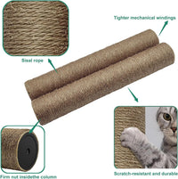 Cat Scratching Post Replacement Pole - M8*2poles / 40 cm / 15.71 in Brown - image 3