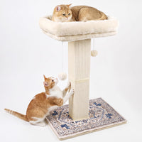 Tall Cat Scratching Post for Indoor Cats Adults with Carpet - White / Large（with bed）