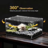 Reptile PC Tank,Escape Proof Magnetic Lid Tarantula Enclosure Large – Essentials for Reptiles And Amphibians - Slide Lid Tank / S(7.8x5.9x3.9 IN) - image 4