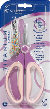 Westcott 6 inch titanium precision scissors with violet soft grip handles - view 2