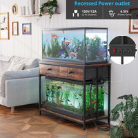 VOWNER 40 Gallon Aquarium Stand with Power Outlet & Cabinet Storage - Rustic Brown + Black / 39.4" L x 18.9" W x 31.5"H - image 3