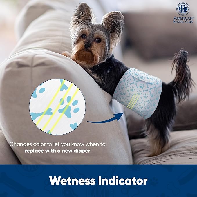 American Kennel Club Male Dog Wrap, Disposable Diapers with Wetness Indicator, Medium, 50 Count