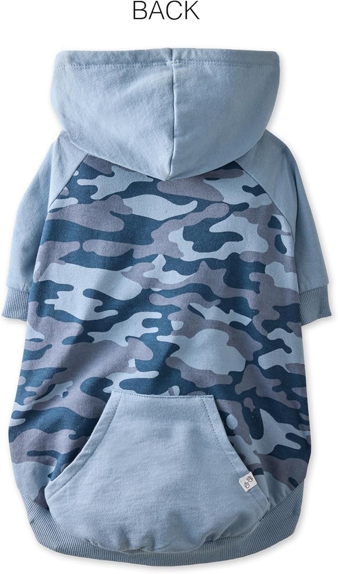 Rocky – The Orginal Lightweight Hooded TEE 100% Organic Cotton Dog Hoodie Pet Coat Sweater for Small, Medium, Large Dogs, Navy Half Camo, Small