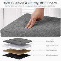 Sweetcrispy Foldable Storage Ottoman 43in, Storage Chest, Large Ottoman Bench Foot Rest Stool with Padded Seat for Entryway Living Room, Bedroom,Load 350lbs, Modern Grey