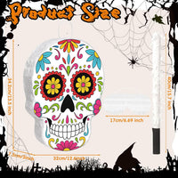 Aoriher Halloween skull piñata with bat stick, blindfold and square confetti - view 12