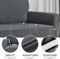 Super Stretch Couch Cover Universal Sofa Covers with Elastic Bottom - Dark Grey / Large (72"-92") - image 4