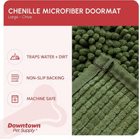 My Doggy Place Microfiber Dog Mat for Muddy Paws, 36" x 26" Chive - Absorbent and Quick-Drying Dog Paw Cleaning Mat, Washer and Dryer Safe - Non-Slip Rubber Backed Dog Floor Mat, Large
