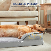 FURTIME Orthopedic Dog Bed for Extra Large Dogs - XL Plus Waterproof Dog Sofa Beds, Supportive Foam Pet Couch Bed with Removable Washable Cover, Waterproof Lining and Nonskid Bottom, Light Grey