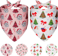 Halloween Dog Bandanas Large 2PCS - pink red-christmas / X-Large
