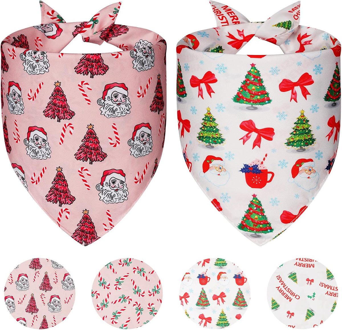 Halloween Dog Bandanas Large 2PCS - pink red-christmas / X-Large
