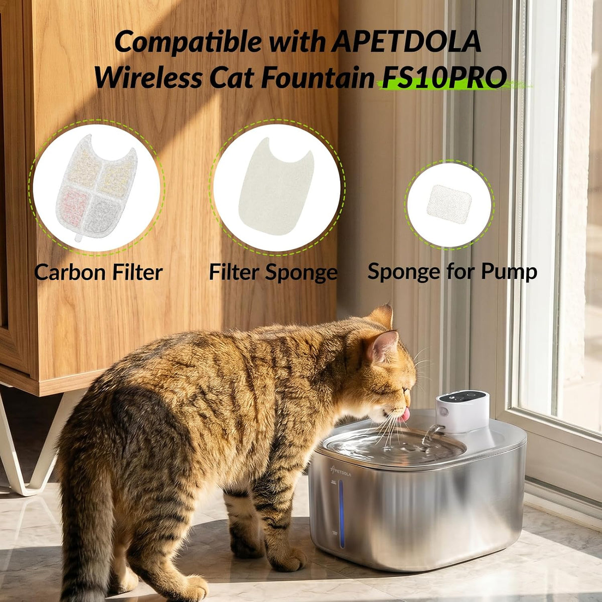 Wireless Cat Water Fountain Filter - 12 Filters & 12 Sponges +12 Pump Filters - image 2