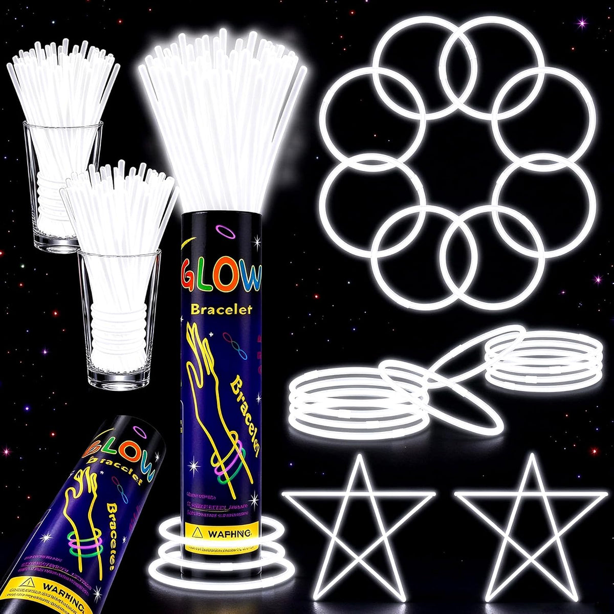 ILHSTY 100 pack green 8 inch glow sticks with connectors for necklaces - view 4