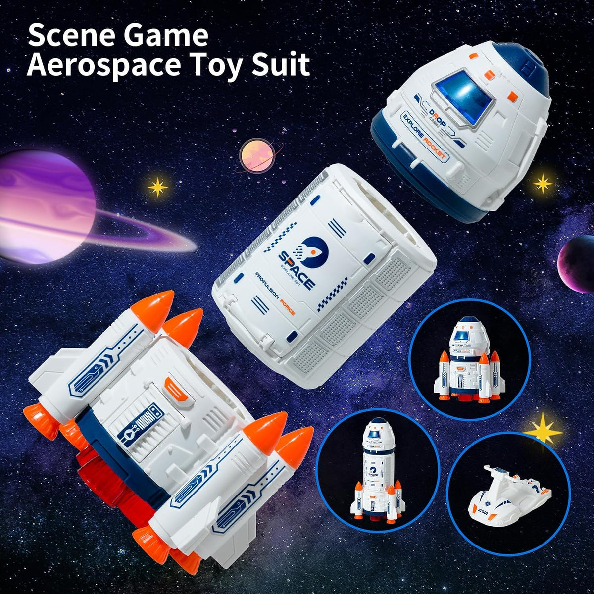 Wbzle space capsule rocket toy with lights, sound and astronaut figure - view 16