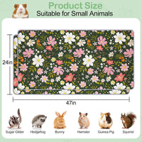 Unicorn Catcher 2 Pack Washable Guinea Pig Cage Liner - Flower Prints / 47X24in - image 2