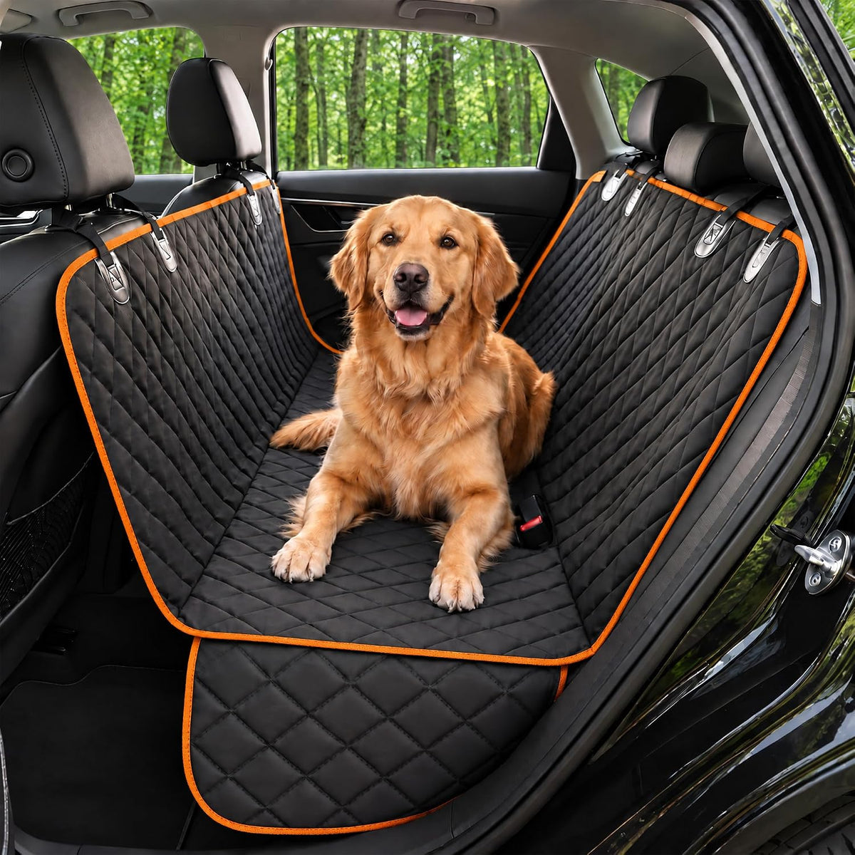 Dog Car Seat Cover for Back Seat, Dog Hammock for Car, SUV - Orange / XL 60"W- Trucks & Full-Size SUVs