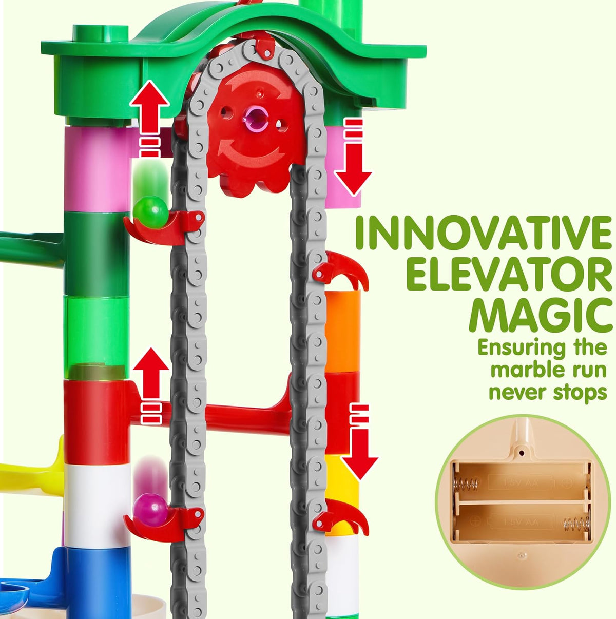 JOYIN 236Pcs Glowing Marble Run with Motorized Elevator - image 2