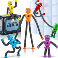 UrChoice 6 robot sensory pop tubes in red, yellow, blue, green, purple and orange