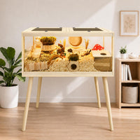 PROLEE Small Animal Cage, Hamster Cage Wooden Roof - 32.0"L x 16.0"W x 40.0"H / Metal Mesh Roof - image 2
