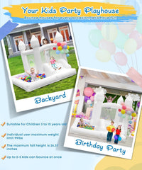 NBSPORT white bounce house with slide, ball pit and mesh walls - view 7