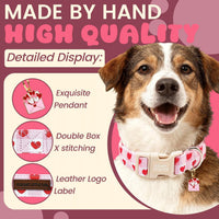 Elegant little tail Dog Collar - Pink Checkered Heart / X-Small (Pack of 1) - image 2