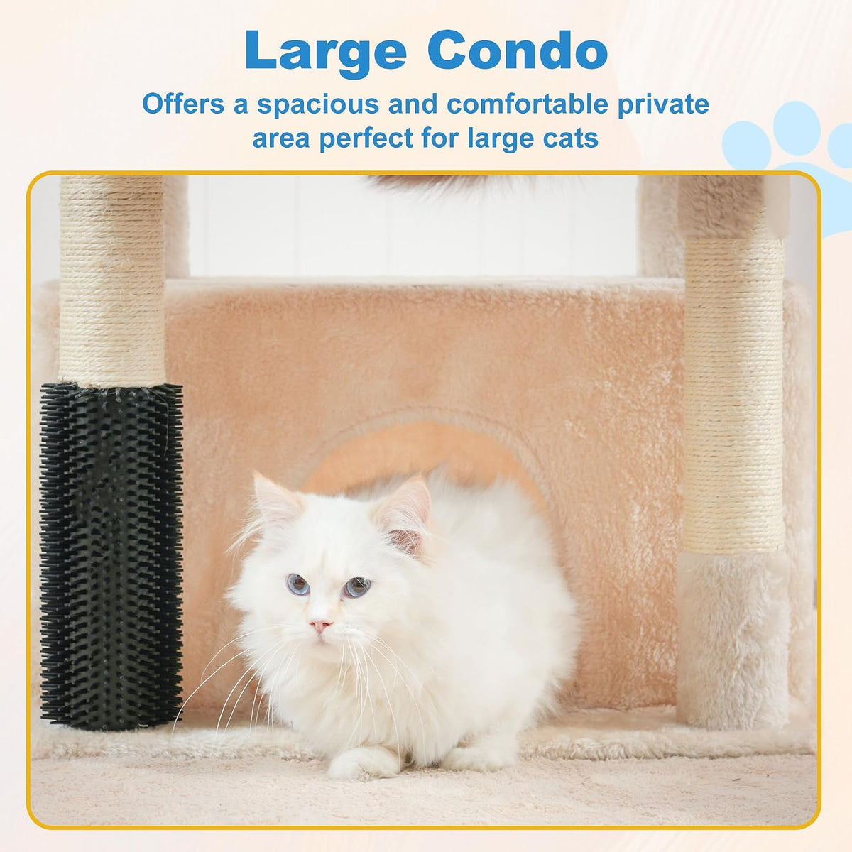 Hey-brother Cat Tree Tower with Large Platform, Spacious Condo - Beige / 35.4 Inches - image 4