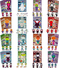 48PCS Halloween Make-a-face Stickers Halloween Characters Stickers - Halloween 16 Design - image 4
