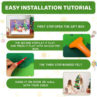 Onekka felt Christmas tree for kids on a wall with felt ornaments and string light - view 8