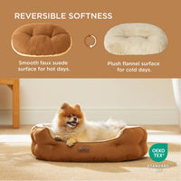 Bedsure Small Dog Bed Washable, Round Cat Beds for Indoor Cats - 25"L x 21"W x 8"Th / Terracotta - image 2