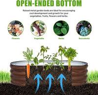 SnugNiture Galvanized Raised Garden Bed Outdoor, 2 Pcs 4x2x1ft Oval Metal Planter Box for Planting Plants Vegetables, Brown