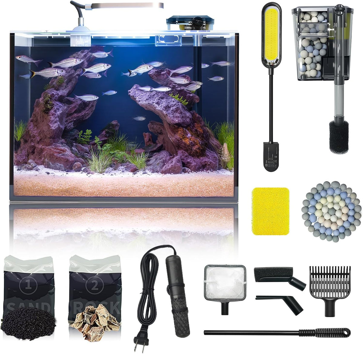 10 Gallon Aquarium Set Glass Fish Tank - 6 Gallon