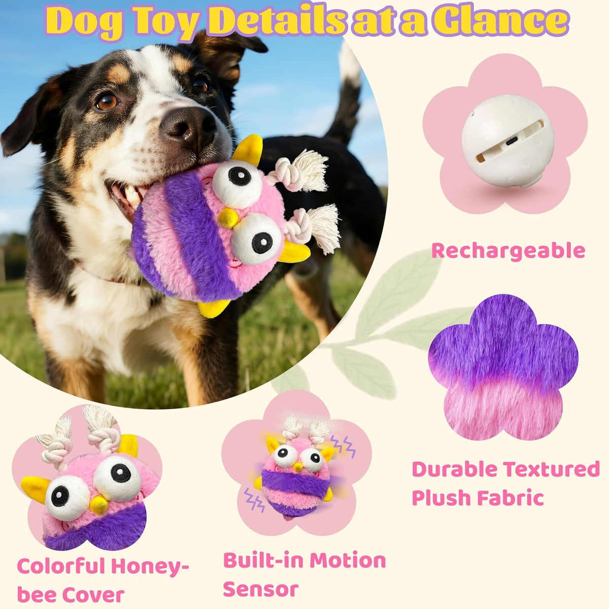 Interactive Octopus Dog Toys - Bee - image 3