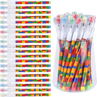 Kolewo4ever 48 translucent building block themed stackable HB pencils