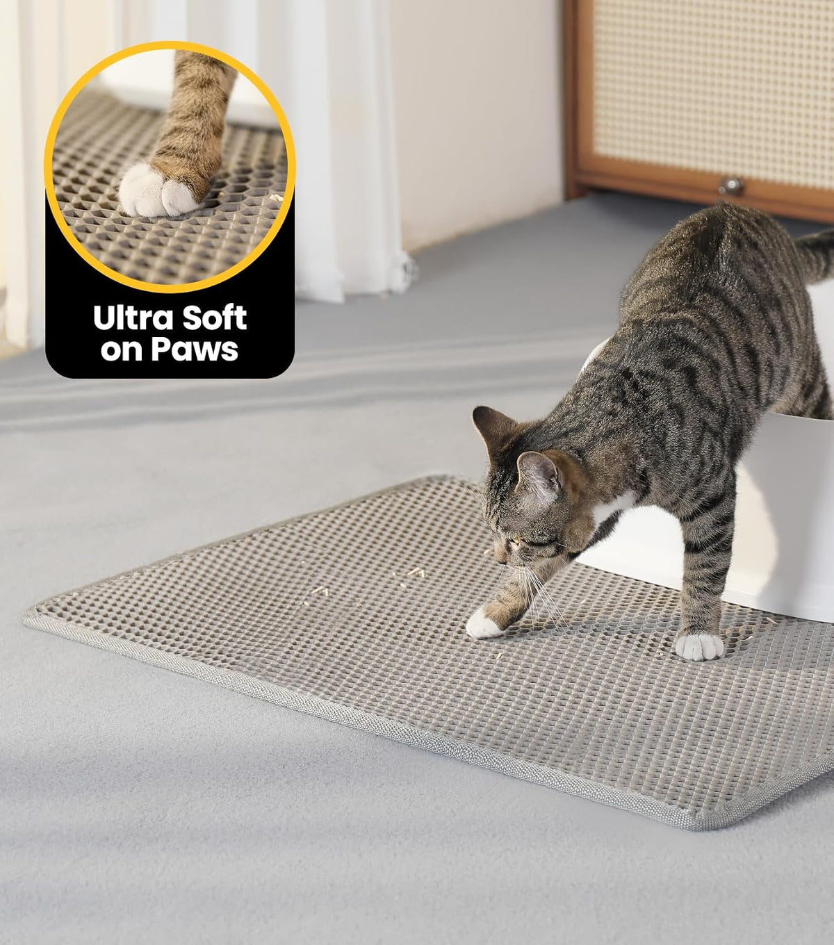 Conlun Cat Litter Trapping Mat for Small Spaces - Gray / Large (30" x 22") - image 4