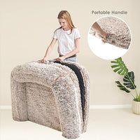EHEYCIGA Foldable XXL Dog Bed, Faux Fur Fluffy Pet Couch Bed for Extra Large Dogs, Orthopedic Calming Memory Foam Pet Bed, Washable Soft Pet Sofa Bed with Non-Slip Bottom, Faded Brown, 54"x38"x7.5"