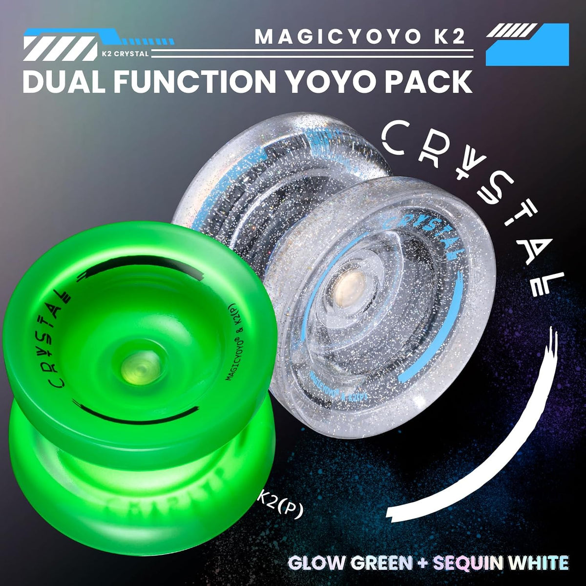 MAGICYOYO K2 Yoyo Professional Glow in The Dark - Glow Green+Glitter - image 2