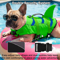 Fragralley Shark Dog Life Jacket - Medium / Green-Wave Shark - image 2