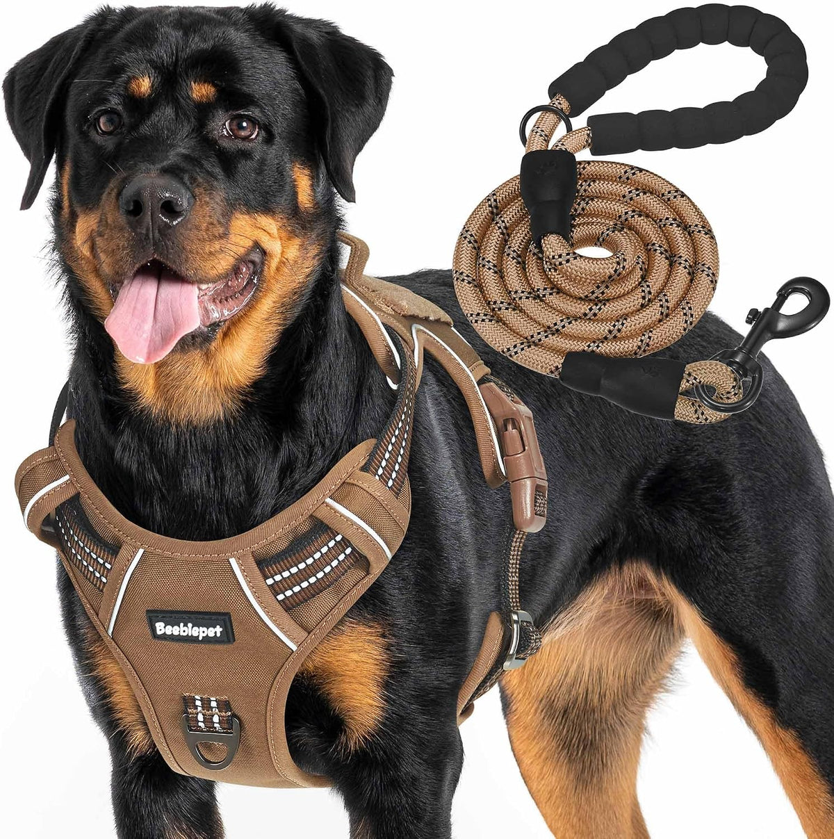 Beebiepet Tactical No Pull Dog Harness with Leash - Brown / Large