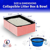 Pet Fit For Life - Vibrant Collapsible Travel Cat Litter Box - Portable, Foldable, Compact Design with Bonus Water Bowl - Ideal for Car & Camping - Reusable, Cats Safe - Coral, (16"x12"x5")